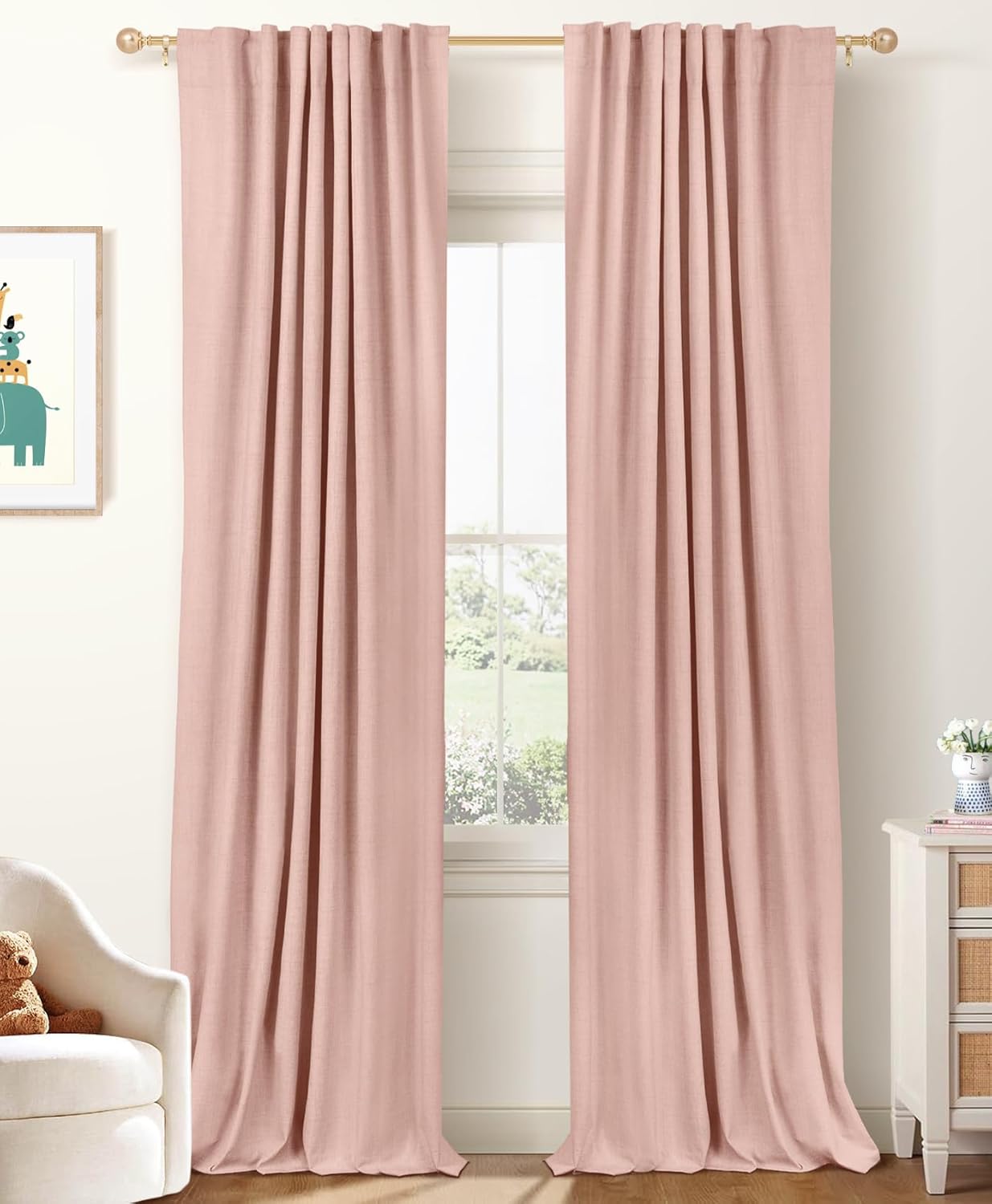 100% Blackout Shield Blackout Curtains for Bedroom 84 Inches Long, Back Tab/Rod Pocket Living Room Drapes, Thermal Insulated Blackout Curtains 2 Panels Set, 50" W x 84" L, Cream
