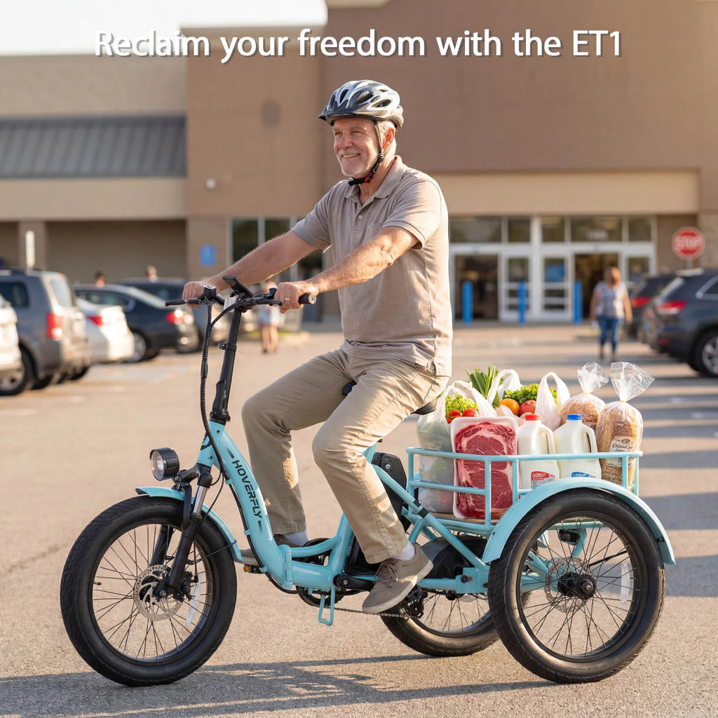 Hoverfly® ET1 Folding Electric Trike 15.5mph | 61 Miles Max Range ((👻Halloween Sale))