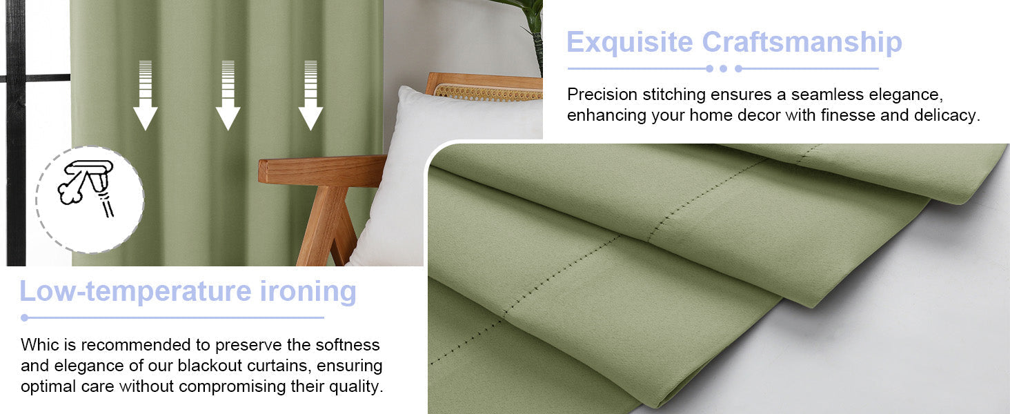 Sage Green Bedroom Blackout Curtains, 63inch (approx. 160.2cm) pieces set, solid insulated energy-saving rod pocket blackout curtains, width 40 x length 63inch (approx. 101.6cm), gray-green